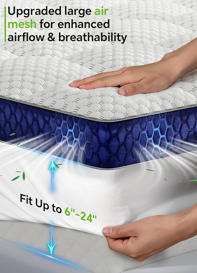 BEDELITE Twin Mattress Topper 3 Inch Thick Mattress Pad, Plush Pillow Top Bed Cover with Elastic Deep Pockets Up to 6-24 Inch for Pressure Relief, Shredded Memory Foam Filling