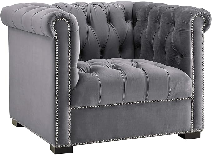 Modway EEI-3065-GRY Heritage Upholstered Velvet Armchair, Gray