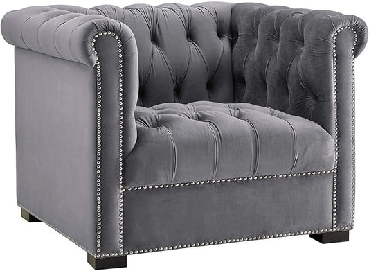 Modway EEI-3065-GRY Heritage Upholstered Velvet Armchair, Gray