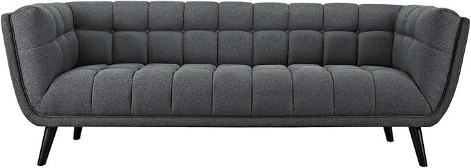 Modway Bestow Upholstered Fabric Button-Tufted Sofa In Gray