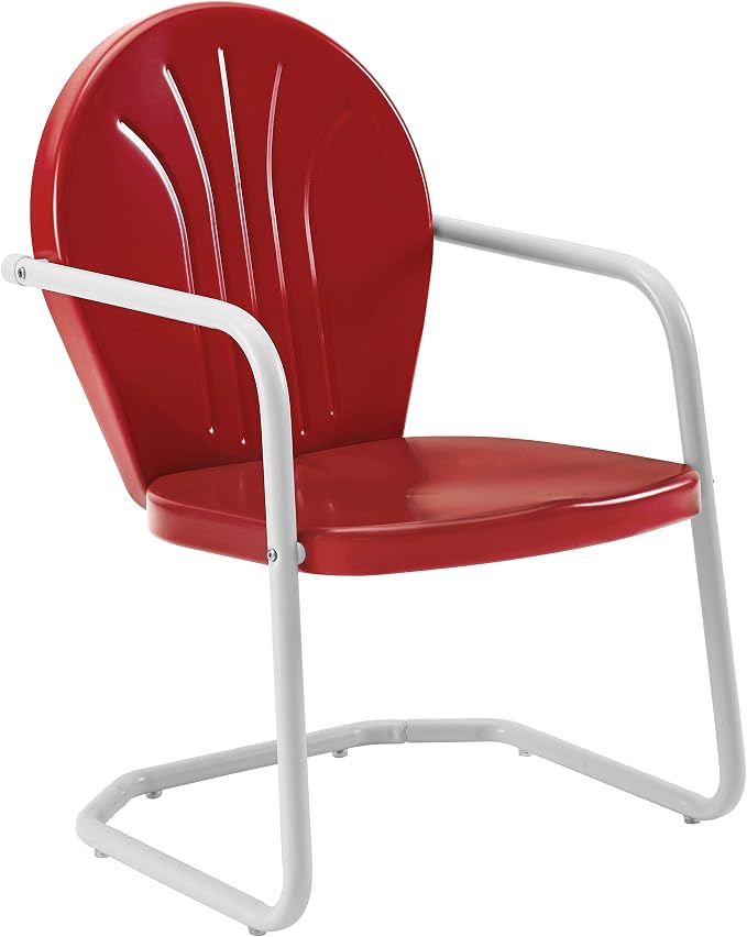 Crosley Furniture Griffith Outdoor Chair, Retro Metal Patio Chairs for Dining, Porch, Deck, Balcony, Red by CrosleyFurniture