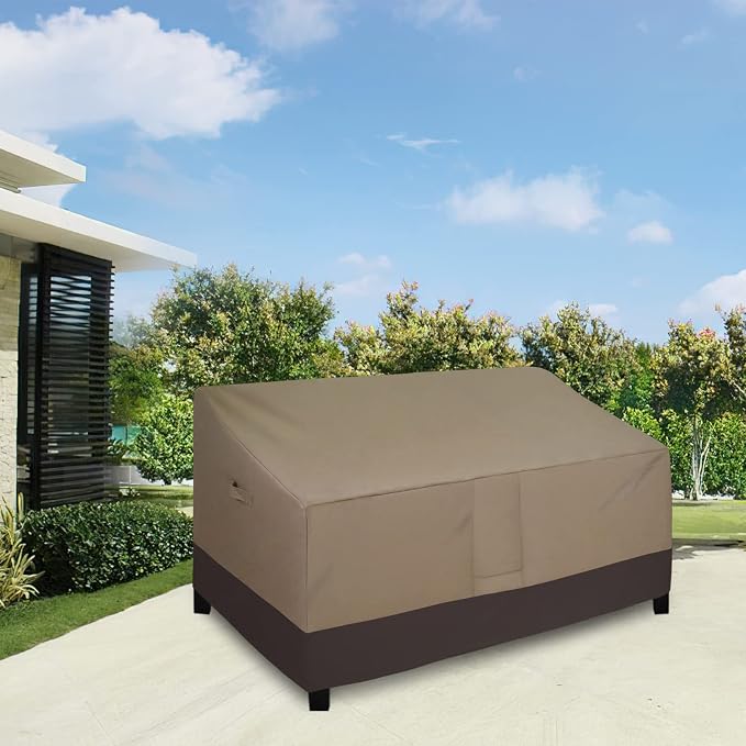 Easy-Going Waterproof Outdoor Couch Cover, Heavy Duty 3-Seater Patio Sofa Cover, Winchdproof Outdoor Furniture Cover with Air Vent （88Wx32.5Dx33H inch,Camel/Dark Brown - Image 2