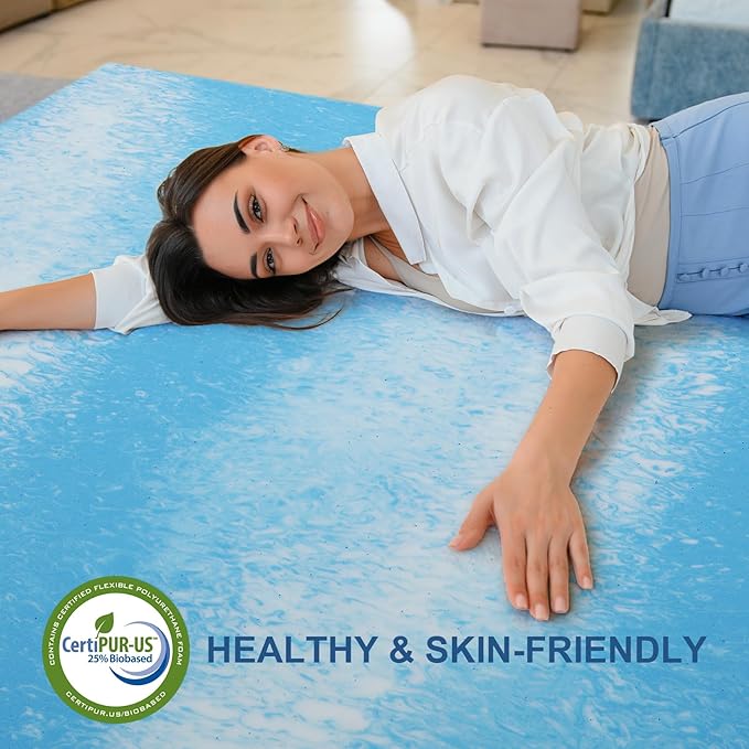 2 Inch Gel Memory Foam Mattress Topper, Full Size Cooling Bed Topper for Back Pain & Pressure Relief
