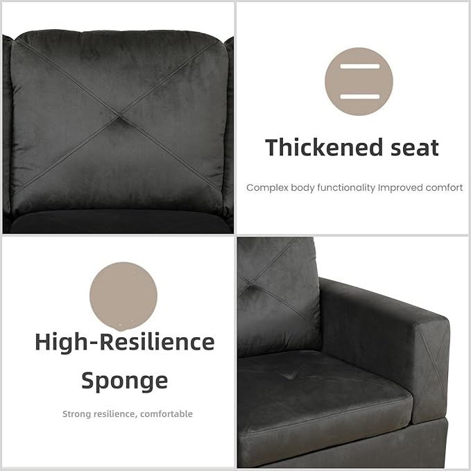 FONTOI L Shaped Sectional Couch Sofa, Modern Couches for Living Room, Comfy 4 Seat Modular Sectional Sofa with Ottoman Storage for Bedroom Apartment, Coffee