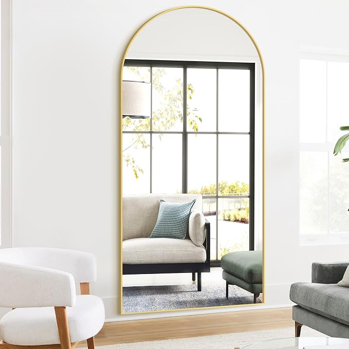 TRAHOME Full Length Arched Mirror, 75"x35" Standing Floor Full Body Mirror for Wall with Aluminum Alloy Frame for Bedroom, Living Room, Dressing Room(Gold) - Image 5