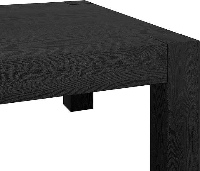 Henn&Hart 34" Square Coffee Table with Wood Top for Living Room, Family Room, Office, or Apartment, Natural Black