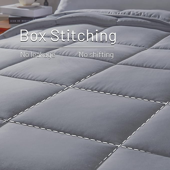 NEXHOME PRO Cooling Comforter King, Organic Natural Duvet Insert, Summer Lightweight Cooling Blanket, Bedding Down Alternative Cool Comforters for Hot Sleepers, 8 Corner Tabs, Grey 90" x 108"