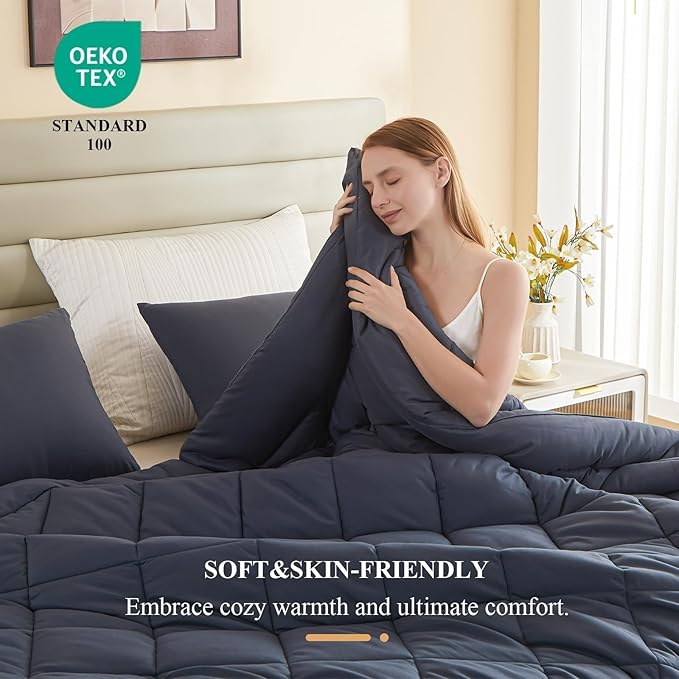128x120 Oversized King Comforter, Extra Large King Size Comforter Oversized, All Season Soft Lightweight Quilt Down Alternative Duvet Insert with 8 Corner Tabs(128x120, Grey)