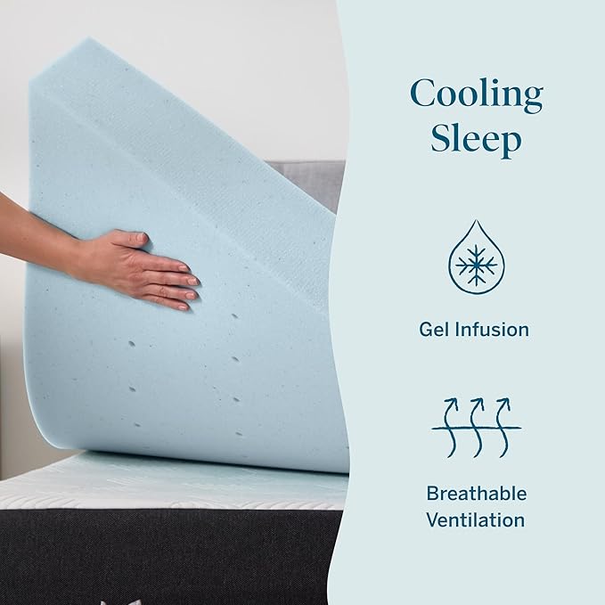 Lucid 4 Inch Memory Foam Mattress Topper, California King Size – Cooling Gel Bed Topper – Preassure-Relieving Ultra Plush Feel – Ventilated Breathable Design – CertiPur Certified - Dorm Essentials