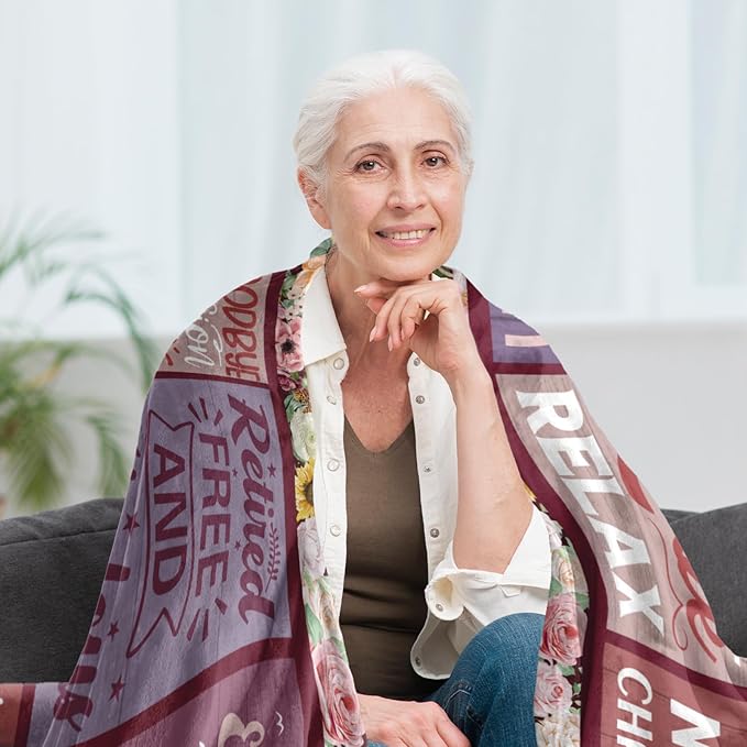 Retirement Gift for Woman, Retirement Gifts for Women 2026, Retired Blanket to My Mom Grandma, Farewell Merch for Coworkers Teacher Nurse, Retirement Party Decorations Blanket 60"x50"