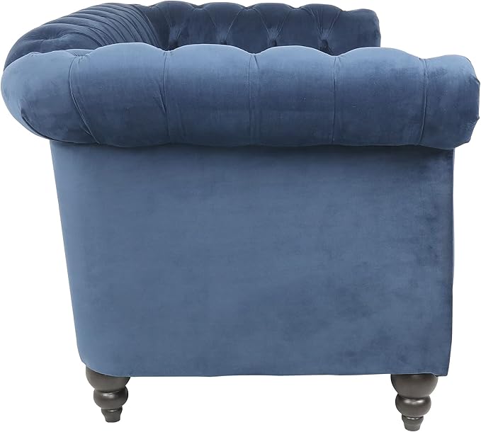 LEVNARY Velvet Sofa, Chesterfield Tufted Upholstered 2 Seater Couch, Modern Loveseat Couch Classic Furniture for Living Room Bedroom (Blue)