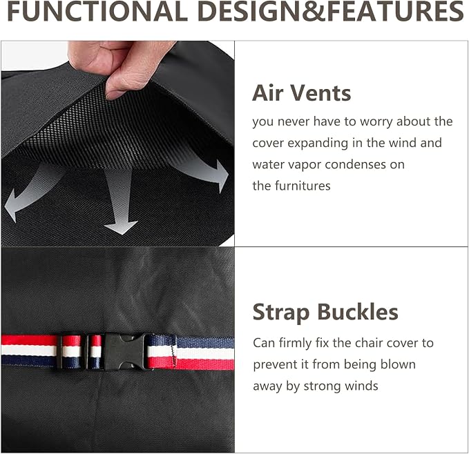 Patio Furniture Covers,3 Piece Heavy Duty Waterproof Outdoor Furniture Covers,Outdoor Furniture Covers for Patio Furniture,Includes 2 Patio chair covers 33in and 1 Patio loveseat cover 79in,Black - Image 4