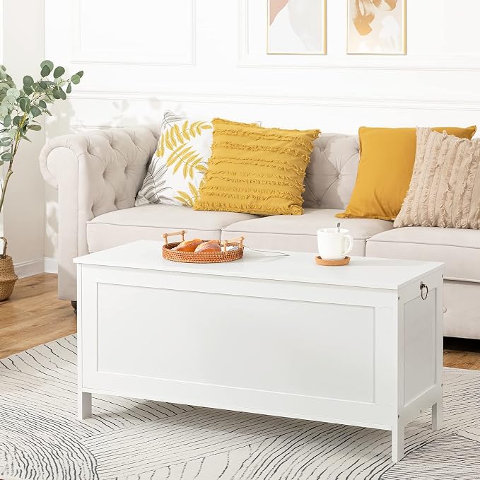 HOOBRO Toy Box, Retro Wooden Look Storage Chest with Safety Hinge, Entryway Storage Bench Supports 220 lb, 39.4 x 15.7 x 18.9 Inches Toy Chest Organizer, Easy Assembly (White) - Image 3