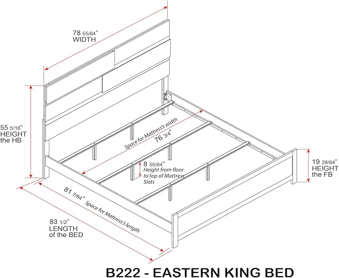 Kings Brand Furniture Dawson Modern 6-Piece King Size Farmhouse Style Bedroom Set in Light Brown Finish - Bed with LED Lights, Dresser, Mirror, Chest & 2 Nightstands