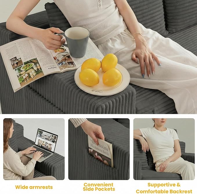 Boneless Couch Sleeper Sofa Bed: 3-in-1 Convertible Sofa Bed with Side Pockets & Handle,Pull Out Couch with 3 Pillows,Folding Futon for Small Space,Living Room & Bedroom