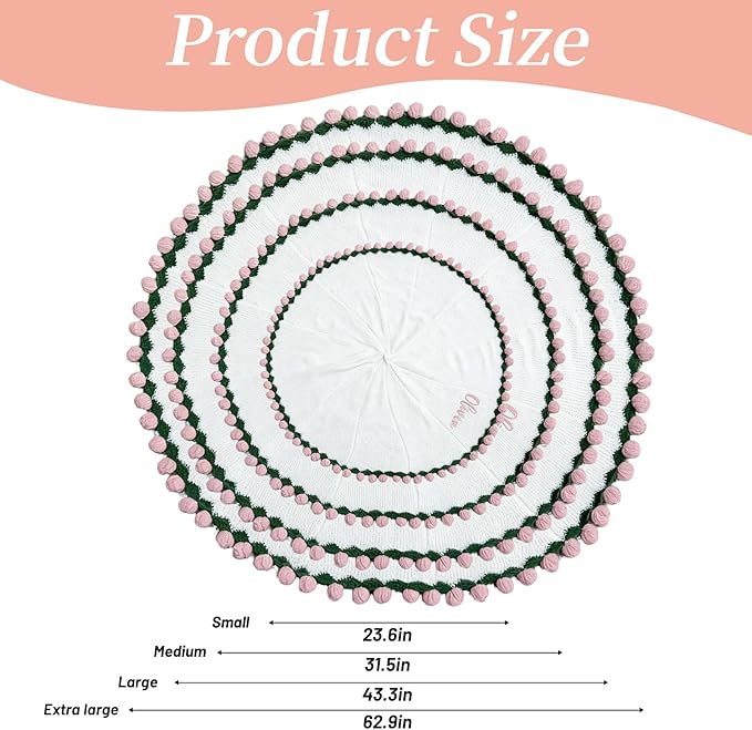 Personalized Handmade Crochet Rose Flower Blanket Bouquet – Custom Name Gift for Mother's Day, Valentine’s Day, Mom or Girlfriend（Pink）