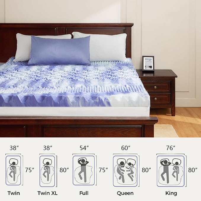 Dreamsmith 3 Inch Mattress Topper 7-Zone Memory Foam Mattress Topper Pressure Relief Soft Mattress Pad, Made with CertiPUR-US® Certified Foam, Twin XL Size Bed