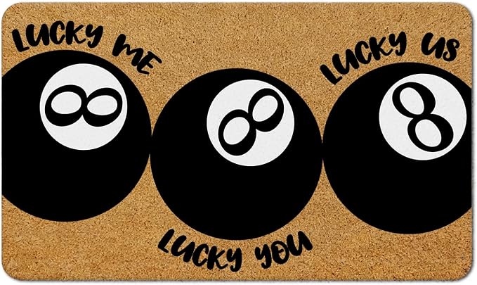 Black Lucky 8 Ball Faux Coir Door Mat Doormat for Front Door Indoor Outdoor Porch Entrance Entryway Outside Inside, Trendy Preppy Girly Y2k Welcome Mat, 17x30 Inches by MKIJUHB