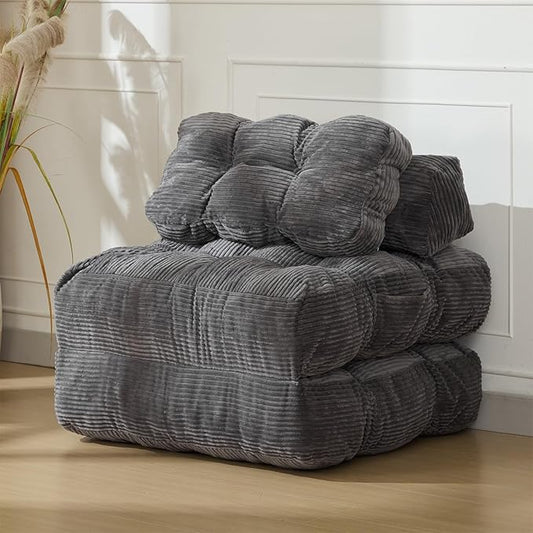 Garvee Folding Sofa Bed, Convertible Sleeper Chair with Pillow Foldable Mattress with Back Support, Boneless Fold Out Chair Bed Comfy Floor Sofa Lounge for Living Room, Bedroom, Dark Gray, Single
