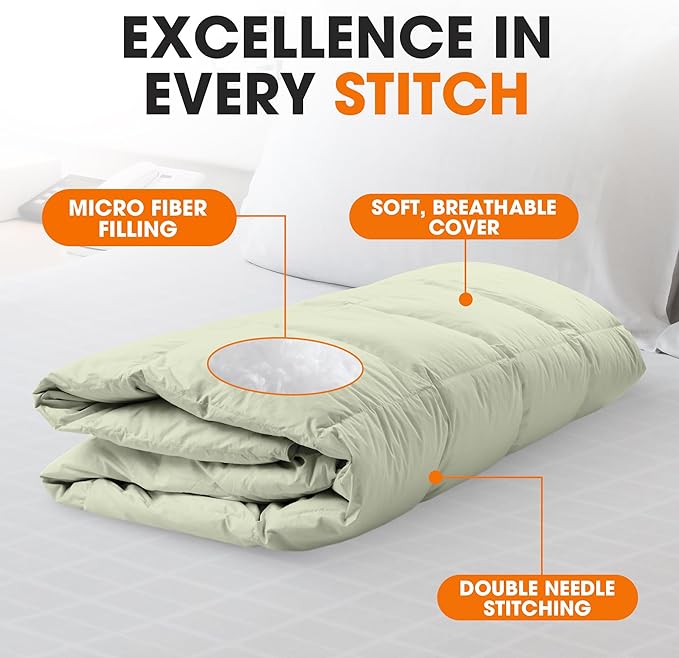 Cheer Collection Down Alternative Comforter - Ultra-Soft & Cozy Twin Size Duvet Insert, Lightweight Down Comforter for All-Season Warmth, Plush Bedding Twin Comforter, Sage Green