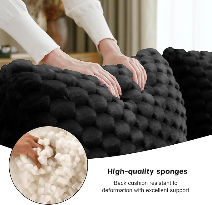 114" U-Shaped Compressed Sectional Cloud Sofa, Flannel Upholstered Modular Deep Seat Sofa with 5 Pieces, Symmetrical Boneless Foam Modular Cloud Couches for Living Room