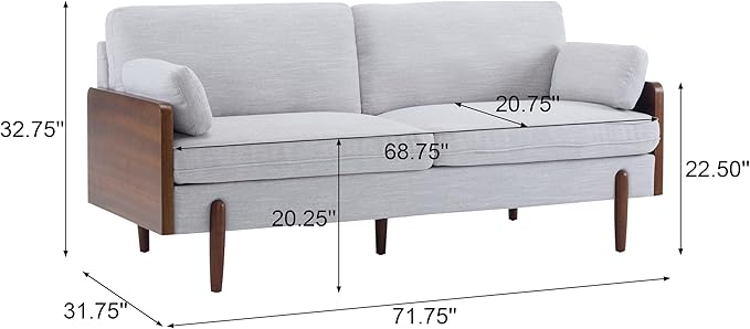 Christopher Knight Home Arboris Modern Rubberwood Frame, Fabric Upholstered Loveseat, Living Room/Bedroom/Apartment Couch/Sofa with Toss/Back Pillows and Removable Cushions, Light Gray+Light Walnut
