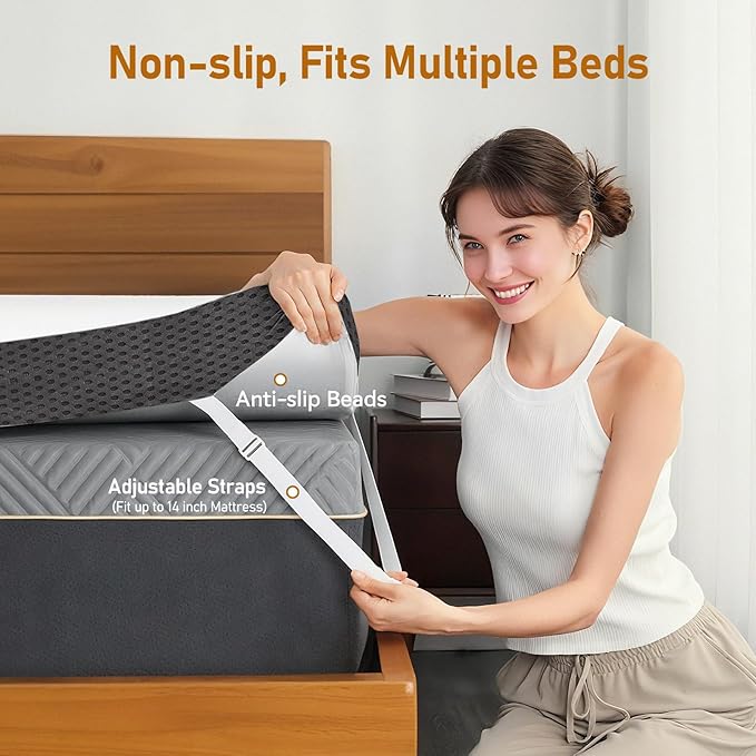 Extra Firm King Mattress Topper: 4 Inch High Density Foam for Back Pain Relief, Extra Support Mattress Pad, Cooling Breathable Washable Anti-Slip Zipper Cover, CertiPUR-US Oeko-Tex Certified 80x76
