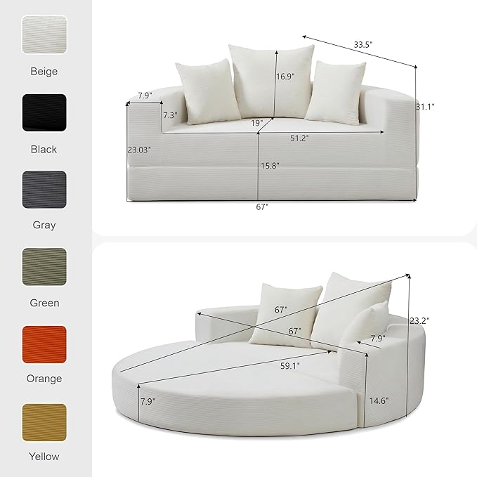 Casaphoria 67'' Sleeper Sofa for Small Spaces,Convertible Foldable Couch Bed with Armrests,Space Saving Guest Bed for Apartments,Dorms,Living Room(Beige)