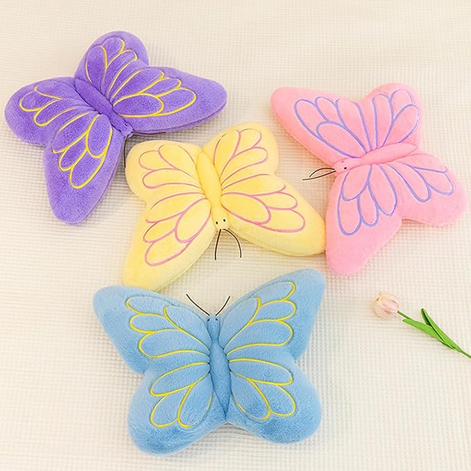 PEACH CAT Butterfly Pillow Decorative Butterfly Shaped Throw Pillows 16" x 12" Soft Plush Cushion Decor for Bedroom Living Room Couch Sofa Yellow