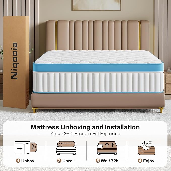 Full Size Mattress 12 Inch, Medium Firm Memory Foam Mattress, Fiberglass Free, CertiPUR-US Certified Safe Materials, Pressure Relief for Back Pain & Motion Isolation, Full Mattress in a Box