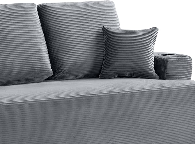 87'' Cloud Loveseat Sofa Couch in a Box with Cup Holders and Side Pockets, 3 Seater High-Density Foam Boneless Love Seat with Deep Seating for Living Room | Breathable material, Anti-slip