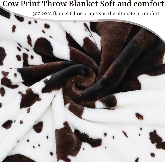 Cute Cow Print Blanket for Kids Cozy Soft Lightweight Cow Throw Blanket Warm Fleece Fuzzy Plush All Season Sofa Bed Travel Couch Cow Blankets Gifts for Baby Toddler Pet 40"x50"