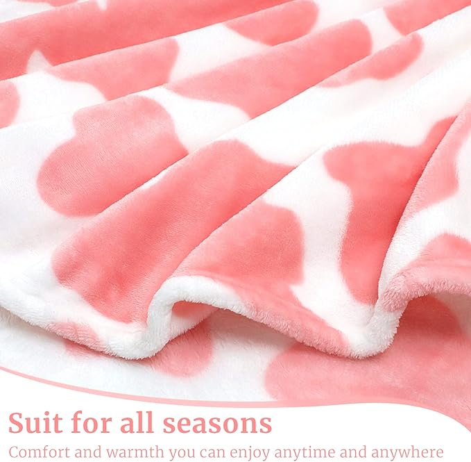 Pink Throw Blanket, Soft Plush Flannel Fleece Blanket for Couch Bed Sofa, Cute Pink Room Decor Gifts for Teen Pre Girls, Gift for Teen Girls, Girls & Women, Girly Cute Birthday Gifts, 40x50 Inch