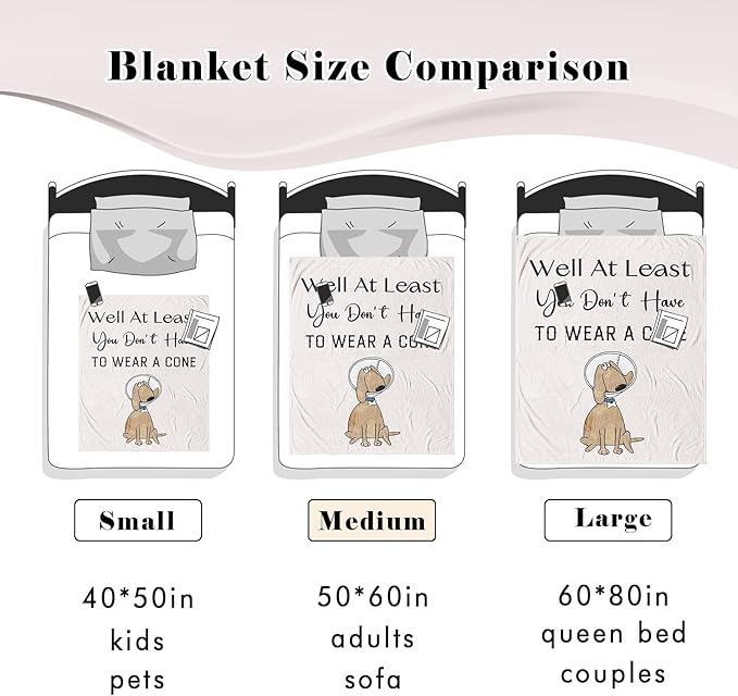 Get Well Gifts for Women/Men After Surgery, Sympathy Gift, Feel Better/Get Well Soon Gifts for Women, Surgery Recovery Gift for Men, at Least You Dont Have to Wear A Cone White Blanket 50"x60"