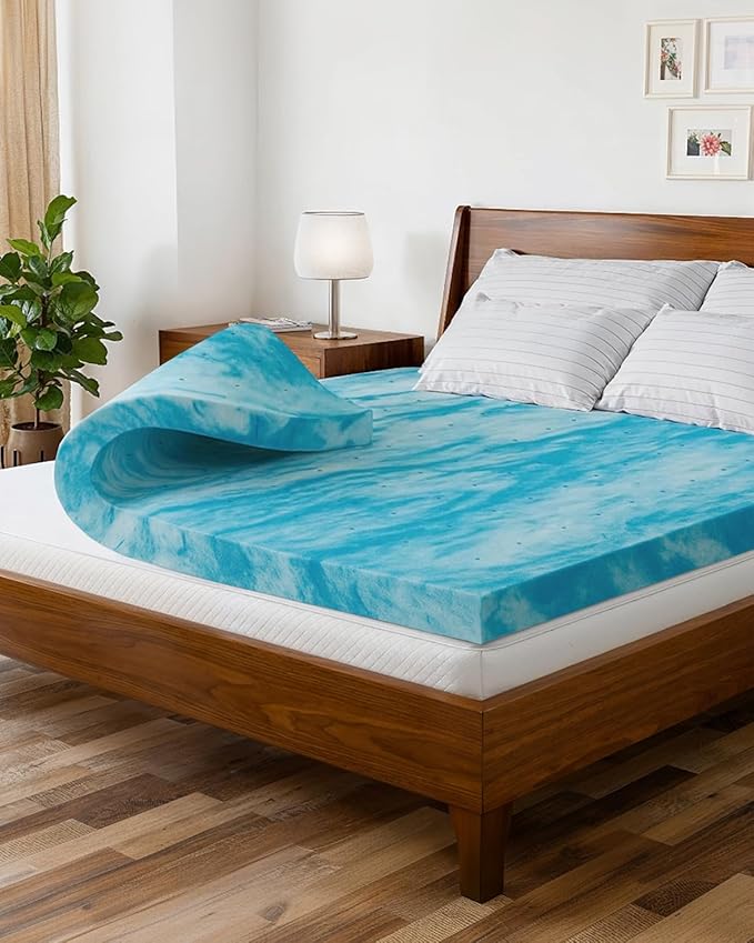 3 Inch Short Queen Memory Foam Mattress Topper - Cooling Gel Infused Bed Topper - Soft Ventilated Mattress Pad for Pressure Relief & Pain-Free Sleep - CertiPUR-US & Oeko-TEX