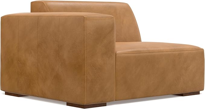 SIMPLIHOME Rex Left-Arm Sofa Module in Full-Grain Genuine Leather, Sienna, 44-inches Wide, Handcrafted Modern-Style Left-Arm Accent Chair for Living Room and Family Room