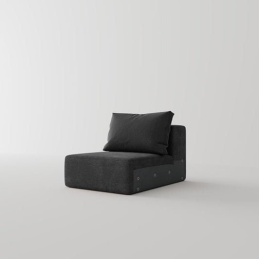 Acanva Oversized Modular Sectional Sofa with Removable Washable Slipcovers, Modern Low Profile Deep Seat Couch for Living Room, Chenille-Black, Armless Chair
