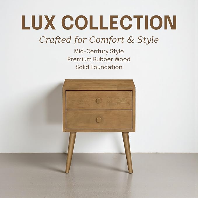 NTC Lux Nightstand with 2 Drawers, Featuring Adaptable Design, 150 lbs Load Capacity, Water-Resistant, Elevate Your Space, Easy Assembly - Teak Look - Image 3