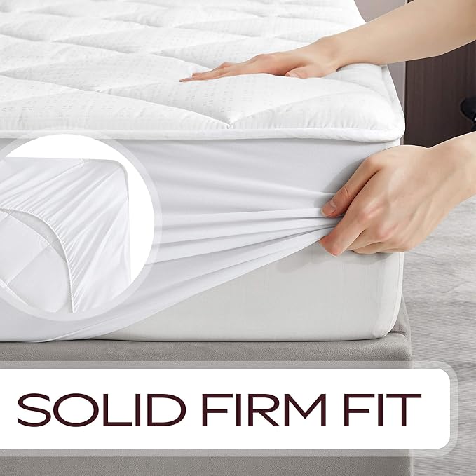 MAXI Cot Size (33 X 75) Mattress Pad - Luxurious Cotton Sateen Mattress Protector - Soft, Comfortable, & Breatheable Mattress Cover - Mattress Pad Protects Mattress from Dust, Dirt, Spills, & Stains