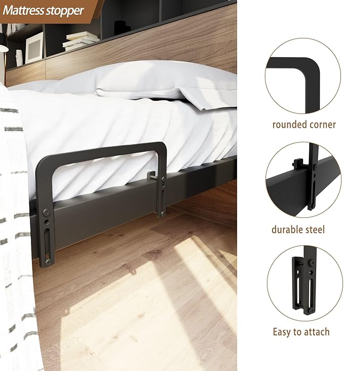 5-Piece Mattress Slide Stoppers for Metal Bed Frame (5.2in) - Adjustable Beds, RV, Keeping Mattress from Sliding