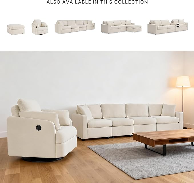 Signature Design by Ashley Modmax Coastal Modular Stain Resistant 4-Piece Sofa with Reversible Cushions and 2 Accent Pillows, Beige