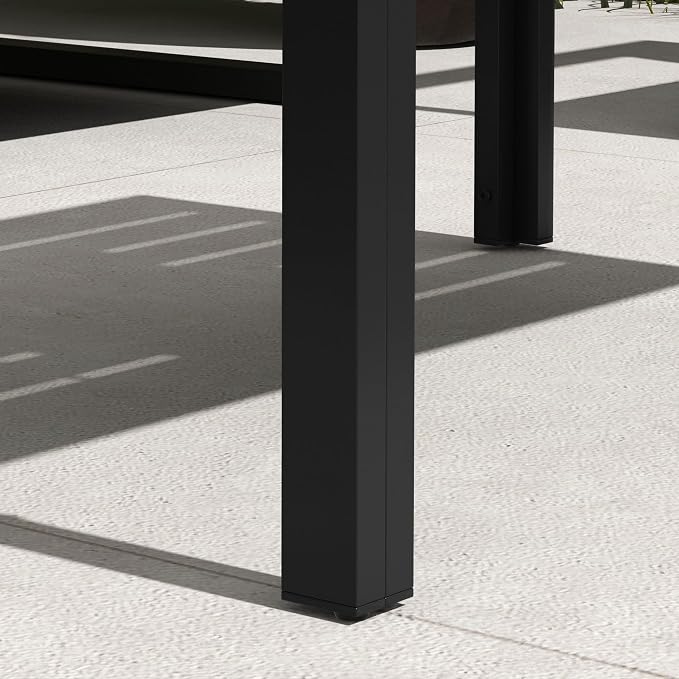 Outsunny Patio Coffee Table, Rectangle Outdoor Side Table with Steel Frame and Slat Tabletop for Garden, Balcony, Backyard, Porch, Black - Image 9