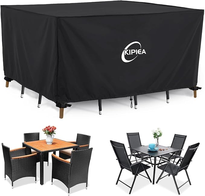 Kipiea Outdoor Furniture Covers Waterproof, 420D Heavy-Duty Patio Furniture Set Covers, No Tears Anti UV No Fading (58" L×34" W×28" H) by Kipiea