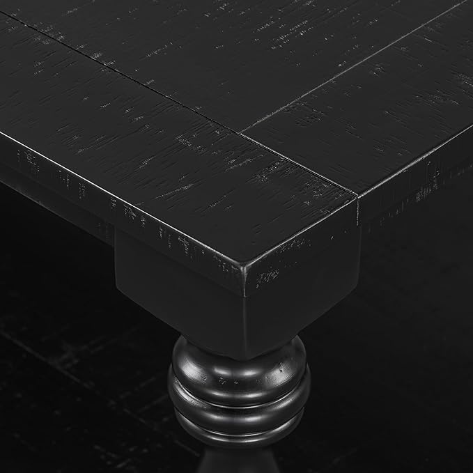 P PURLOVE Solid Wood Coffee Table,Modern Farmhouse Coffee Table/Center Table with Storage Rectangle for Living Room,Black