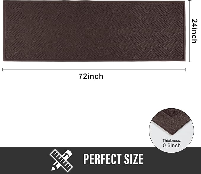 HIYARD Sturdy Front Door Mat, Absorbent Muddy Dirt Resist Welcome Door Mats Outdoor Indoor, Stain and Fade Resistant, Non-Slip Rubber Backing Low Profile Doormat for Entryway, 72×24, Coffee - Image 2
