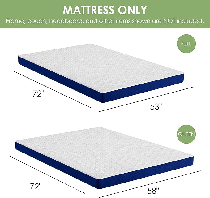 4 Inch Gel Memory Foam Sofa Mattress Queen Size, Mattress Replacement for Sleeper Sofa, Couch Bed, Guest Rooms, RVs & Boats, with Washable Cover