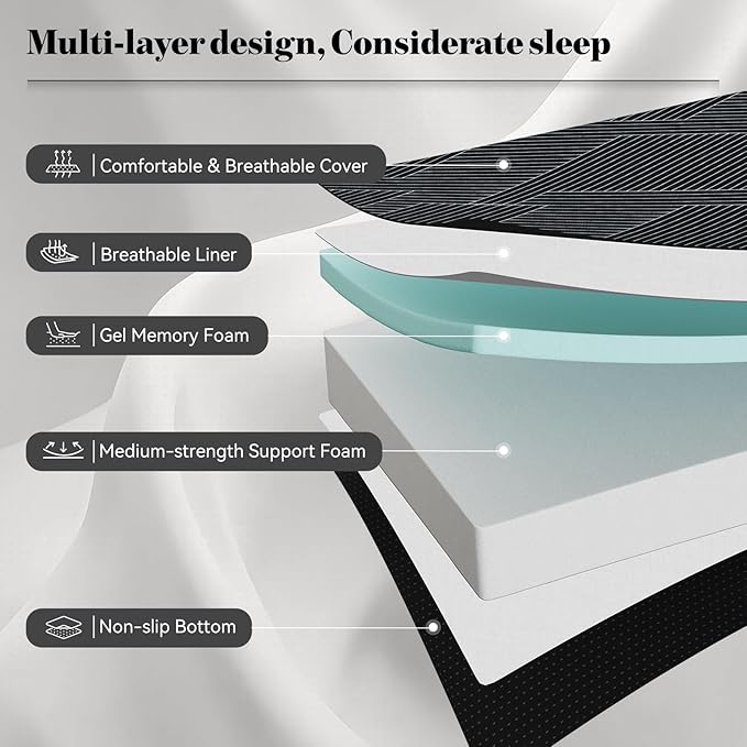 Tri Folding Mattress Twin Size - Foldable Mattress Trifold Memory Foam Mat with Washable Cover, Handle & Non-Slip Bottom, Portable Foldable Floor Sofa Bed for Travel Camping Guest - 6 Inch, 75"x38"x6"