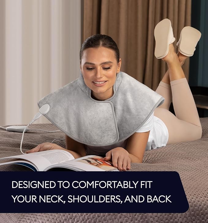 GENIANI Electric Throw - Heating Pad for Neck and Shoulders, Large Heated Pad for Neck Pain, Shoulder Heating Wrap with 4 Auto Shut-Off, 6 Heat Settings, Pain Relief - 22"x24"