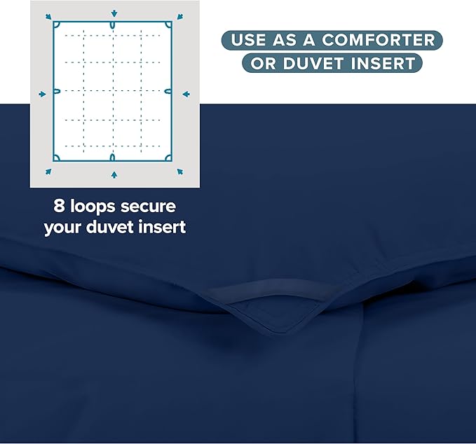 Bare Home Duvet Insert Comforter - Queen Size - Goose Down Alternative - Ultra-Soft - Premium 1800 Series - All Season Warmth - Bedding Comforter (Queen, Dark Blue)