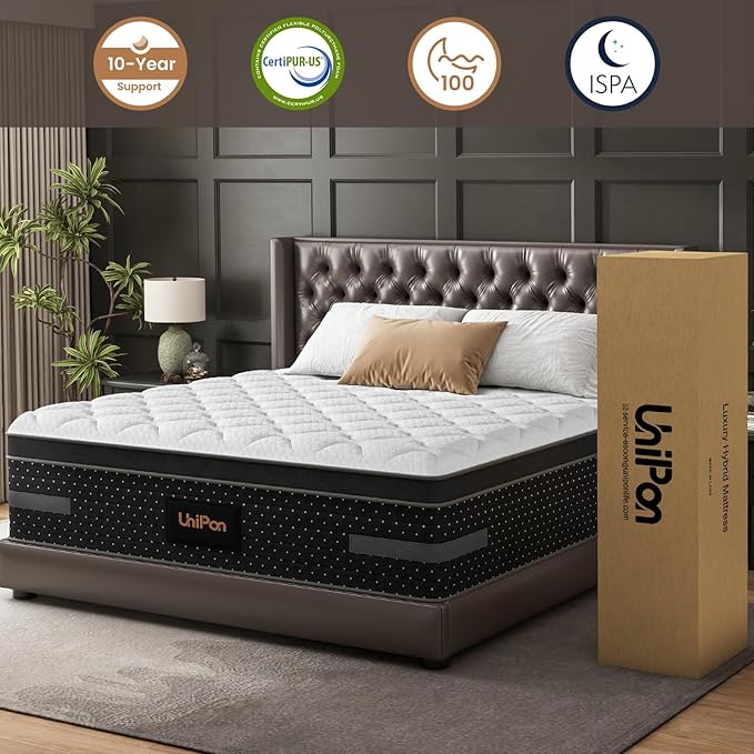 Firm Queen Mattress 10 Inch, Deep Sleep Hybrid Mattress in a Box with Extra Lumbar & Shoulder Support for Couples and Pain Relief, Hotel Collection- Fiberglass Free - 365 Night Trial